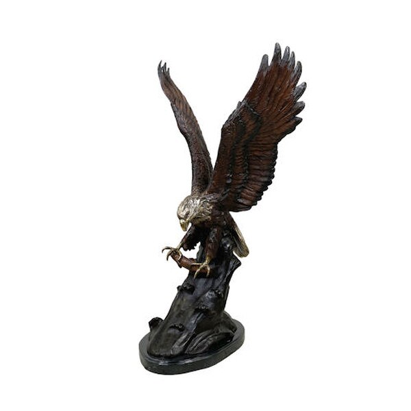Bronze eagle catching fish statue garden outdoor ornamental sculptures